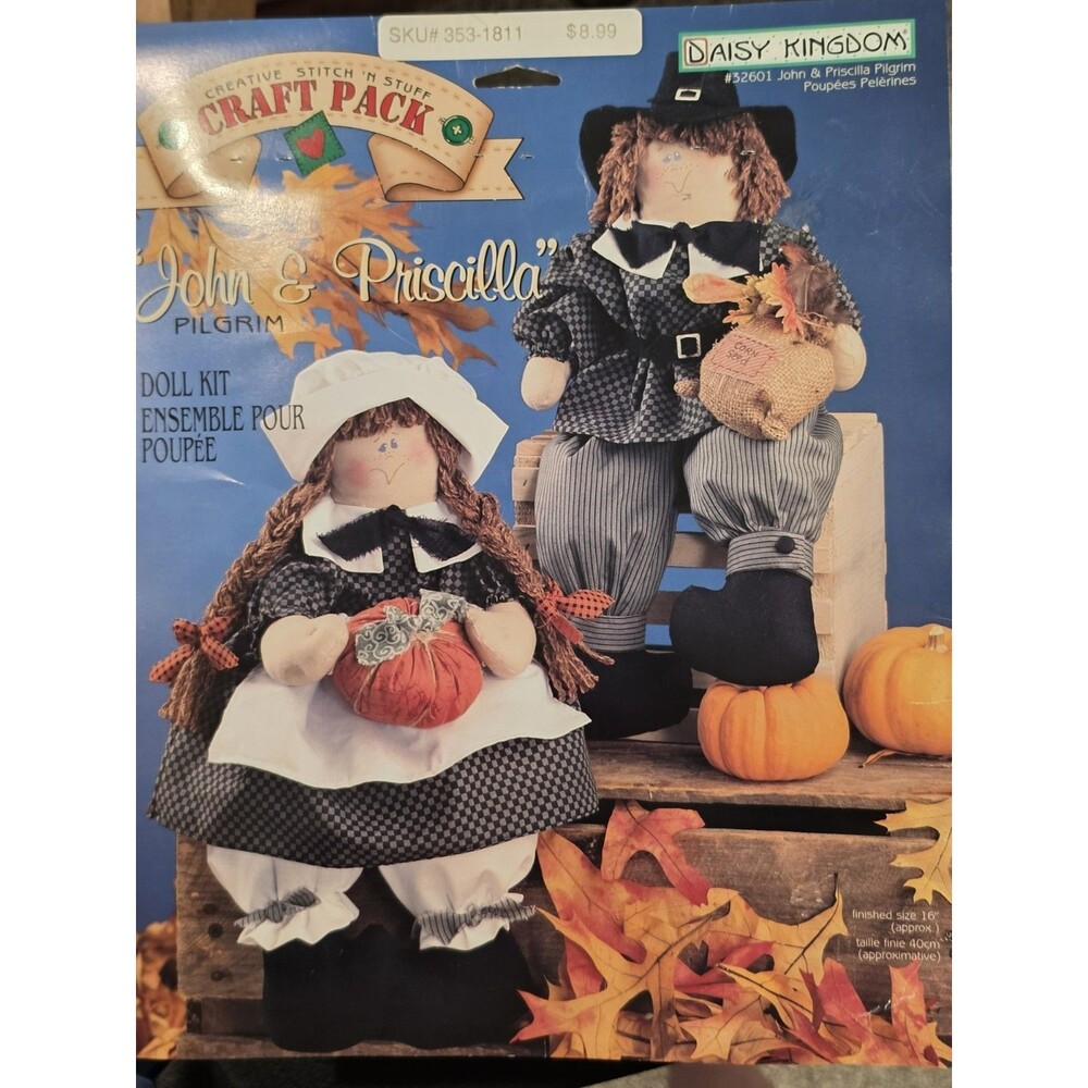 Daisy Kingdom 1996 Stitch Stuff 32061 John & Priscilla Pilgrim Doll Kit